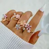 Joyería Yongge Estilo Francés Lujo Ligero Gama Alta Anillo de Perlas Florales Transfronterizo Dulce Colorido Set de Anillos Esmaltados