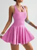 Mono de yoga sin costuras transfronterizo con falda corta para mujer, secado rápido, falda de fitness anti-exposición, falda de tenis, vestido deportivo