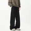 Pantalones de chándal para hombre de corte angulado de alta resistencia, color blanco y gris, marca moderna estilo americano, corte holgado, caída suave, pierna ancha, pantalones deportivos casuales