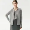Suéter de cachemira de diseño estilo francés, conjunto de punto de dos piezas con cuello en V para mujer, con ribete de contraste, un top único y versátil