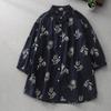 Camisa de manga corta con encaje bordado y solapa pequeña floral para mujer, estilo suelto, combinable, fresco, artístico, de media manga, moda de verano