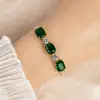 Pulseira Geométrica Quadrada de Zircônia Estilo Coreano, Estilo de Luxo Leve de Nicho, Pulseira Doce, Joia da Moda de Alto Padrão Novo Estilo para Mulheres