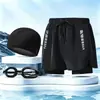 Bañadores de doble capa 2026 nueva moda talla grande playa casual secado rápido anti-vergüenza bañadores para adultos al por mayor
