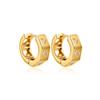 Aretes de Oro de 18K con Forma de Corazón Hueco y Circonitas, Clips para Orejas Poligonales Geométricos, Diseño Simple, Pendientes Transfronterizos Europeos y Americanos
