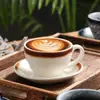 Juego de Taza y Platillo de Cerámica para Café, Taza de Estilo Japonés Retro para Latte Art, Taza para Cappuccino, Taza para Latte, Taza para Espresso