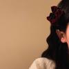 Horquilla con lazo de terciopelo rojo de la princesa Hepburn para mujer, estilo francés, retro, de alta calidad, con flecos.