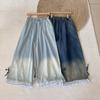 Jeans Artístico Vintage com Renda Costurada para Mulheres, Novo Outono, Solto, Versátil, Cintura Alta, Emagrecimento, Corte Reto, Perna Larga