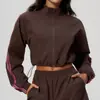 2026 Chaqueta Deportiva de Cuello Alto para Comercio Exterior Bloque de Color Secado Rápido Holgada Casual Corta Exterior Cremallera Chaqueta de Fitness 2592