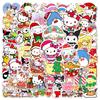 50 Adhesivos Lindos de Navidad de Sanrio Kt Cat Kuromi para Computadora Maleta Niños Adhesivos Impermeables Funda para Teléfono Móvil