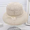Novo Chapéu de Palha com Laço de Renda e Pérolas, Estilo Princesa, de Aba Larga, para Férias de Verão na Beira-Mar, Chapéu de Sol Moderno e Versátil