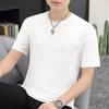 Verano 2025 Nueva Camiseta de Manga Corta Juvenil a Cuadros de Alta Gama Seda de Hielo para Hombre Lujo Accesible Elegante Camiseta de Media Manga Top