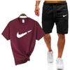 Traje deportivo informal de manga corta con camiseta de manga corta y parte superior de algodón para hombre de verano transfronterizo en stock