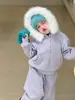 Roupas infantis Pear sugar jaqueta com capuz para menina agasalho de inverno estiloso com gola de pelo top com capuz para crianças roupas para bebê menina Classe A
