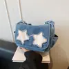 Bolso de hombro de mezclilla con estrellas para mujer, bolso cruzado de gran capacidad, bolso versátil casual para el día a día, bolso casual diario para mujer