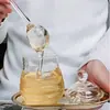 Frasco de miel de vidrio transparente de borosilicato para el hogar con tapa, varilla agitadora de vidrio, botella de miel, frasco de almacenamiento hermético de vidrio