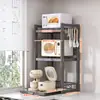 Estante Extensible para Microondas con Altura Ajustable, Estante Multifuncional de Cocina para Arrocera, Horno, Almacenamiento de Electrodomésticos