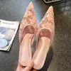 Mules de Tacón Alto Punta Fina Estilo Francés Zapatillas Destalonadas para Mujer 2026 Verano Nuevos Malla Encaje Tacones Altos Elegantes