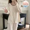 Pijama Derong para Mujer con Almohadillas para el Pecho Otoño e Invierno Nuevo Estilo Coreano Dulce Sencillo de Manga Larga Engrosado Cálido Conjunto de Ropa para el Hogar