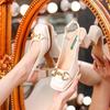 Sapatos Mary Jane 2025 Moda Verão e Outono Novos Sandálias de Salto Alto com Salto Grosso Estilo Francês Verdes para Mulheres