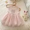 Vestido de Verano sin Mangas para Niñas Timo, Estilo Nuevo, Dulce, Dibujos Animados de Gato, Rosa, con Volantes, Estilo Princesa, con Lazo