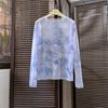 Verano Nuevo Ropa de Protección Solar de Seda de Hielo Camiseta de Malla de Manga Larga para Mujer Top Fino con Estampado de Luna Camiseta Básica Shihai