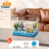 Acuario Altamente Transparente, Nuevo Tanque Mediano para Peces Dorados, Tanque Ecológico de Paisajismo para Cría de Tortugas en Escritorio de Oficina en Casa Acuario