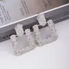 Nuevas Joyas Europeas y Americanas Más Vendidas Estilo Retro Patrón de Aleación Pendientes Cuadrados Moda Transfronteriza Pendientes Exagerados Galvanizados
