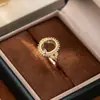 Anillo de Plata de Ley S925 Estilo Francés Lujo Ligero Bicolor Base para Incrustar DIY Piedra Principal 7x11mm Accesorios de Base para Anillo de Piedra Preciosa