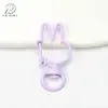 Anillo Abierto de Conejo con Orejas Puntiagudas de Aleación Pintada Cierre de Resorte Anillo de Resorte Llavero DIY Colgante Llavero de Conejo