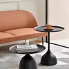 Mesa auxiliar minimalista nórdica, mesa redonda pequeña de hierro para apartamentos pequeños, color crema, adecuada para uso doméstico, mesita de café pequeña, mesita de noche creativa para el dormitorio