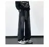 Vibras americanas retro patchwork pierna recta pantalones largos para hombre alta calle marca de moda versátil sueltos con caída jeans de pierna ancha hombre