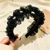 Diadema de Encaje con Pedrería Plisada de Alta Resistencia con Ala Ancha Estilo Francés Súper Brillante Pinza para el Cabello Elegante Versátil Nuevo Estilo