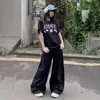 Jeans Americano Retrô de Cintura Alta, Cor Escura, Solto, Perna Larga para Mulheres 2026 Novo Outono e Primavera Calças Retas com Caimento