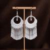 Pendientes Miao Étnicos de Borla Larga Estilo Nuevo, Pendientes Exagerados de Declaración de Moda Estilo Étnico de Plata Miao de Lujo Ligero