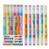 Marcador Fluorescente Novo Transfronteiriço 6 Canetas Marcadoras Flash Apagáveis de Ponta Dupla Caneta Destaque de Cabeça Oblíqua Caneta Chave Destaque