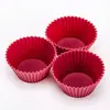 Molde Redondo de Silicona para Muffins y Cupcakes Certificado por la FDA Envío Transfronterizo Rojo Vino 3*7cm