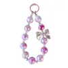 Popular llavero colgante de cuentas chapadas en colores de caramelo con lazo, llavero, accesorio para bolso, charm para funda de teléfono