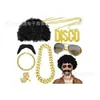 Traje de los 80 para Hombre Cosplay Hip Hop Punk Collar de Dólares Anillo Pendientes Gafas Sombrero de Pescador Traje