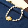 Pintura al óleo original vintage Palacio Flor de Gota de Aceite Pulsera de Perlas Verano para Mujer Pulsera de Lujo Ligero Traje de Pendientes