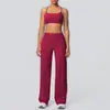 Conjunto de Yoga y Fitness Cruzado por Delante y por Detrás a Prueba de Golpes, Sujetador Adelgazante de Cintura Alta, Amigable con la Piel, Pantalones de Pierna Ancha para Yoga Naked