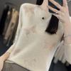 Mezcla de Lana 2026 Otoño e Invierno Nuevo Suéter Corto de Punto para Mujer Listo para Usar Cuello Redondo Mariposa Pedrería