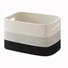 Cesta de Almacenamiento Rectangular Contenedor de Almacenamiento Tejido Cuerda de Algodón Cesta de Lavandería Organizador de Juguetes y Artículos Varios Cesta Cuerda de Algodón Tejido Armario