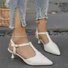 Sandalias de Punta Fina con Tacón Delgado Exportación Sexy Europeas y Americanas Verano 2025 Nuevas Sandalias Elegantes de Tacón Bajo para Mujer Talla Grande 43