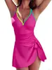 Traje de baño de una pieza europeo y americano 2026, más vendido en Amazon, falda con tirantes, sin espalda, cuello en V, traje de baño de falda corta ajustado