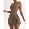Vestido de Tenis Falso de Dos Piezas Anti-Exposición Ajustado, Adelgazante, Alta Elasticidad, Fitness Casual, Hermosa Espalda Vestido de Yoga