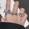 Anel de Diamante Cruz Estrela de Alto Grau para Mulheres Anel Tendência de Nicho Conjunto de Três Peças Anel de Dedo Distintivo Pedra da Lua
