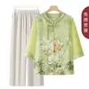 Nueva ropa de verano estilo abuela china, nueva vestimenta de verano para mujeres mayores, blusa elegante estilo nacional para mamá, camisa para personas mayores