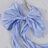 Tela de satén nevado Cinta de perla francesa Cinta de decoración floral Accesorio para el cabello hecho a mano DIY Lazo supergrande