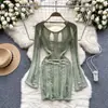Saia Curta de Malha Oca Sexy de Manga Longa para Verão Elegante Justa Emagrecedora Pura Spice Girls Vestido sem Costas