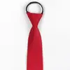 Corbata para Hombre Formal de Negocios Negra Atada a Mano Lisa para Traje Novio Padrino Boda Cremallera Roja